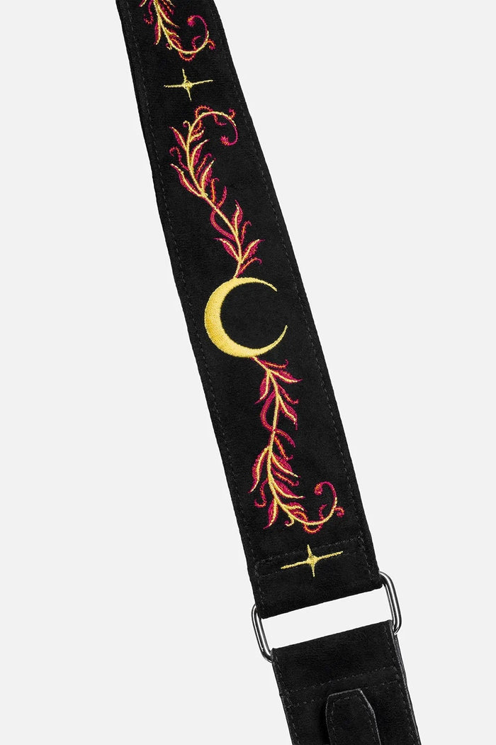 dark cottagecore embroidered crescent moon and fox purse