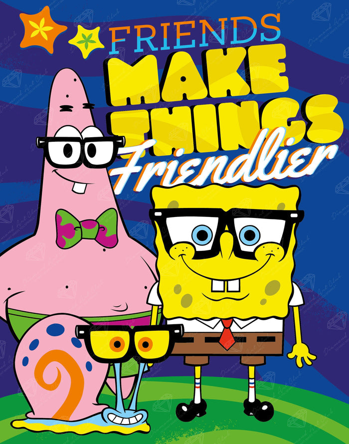 Diamond Painting Friends Make Things Friendlier 20" x 28″ (51cm x 71cm) / Square with 19 Colors including 3 ABs / 62,101