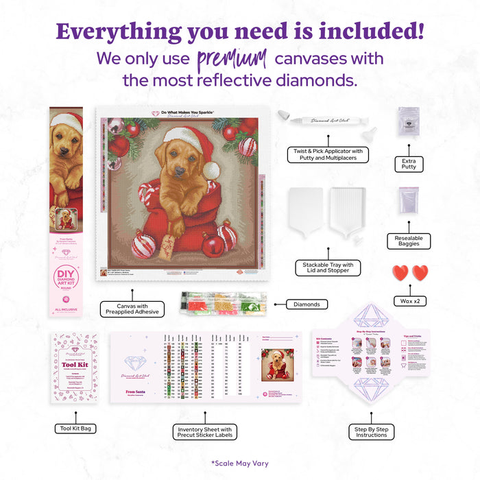 Diamond Painting From Santa 22" x 22" (55.6cm x 55.6cm) / Round with 52 Colors including 2 ABs and 3 Fairy Dust Diamonds / 40,804
