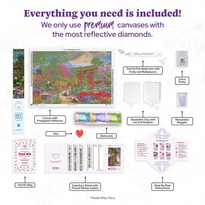 Diamond Painting Fuji Flora 41.3" x 27.6″ (105cm x 70cm) / Square with 66 Colors including 3 ABs / 115,232