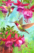 Diamond Painting Fuschia Hummingbird 13" x 20" (32.8cm x 50.7cm) / Round with 54 Colors including 3 ABs and 2 Fairy Dust Diamonds / 21,177