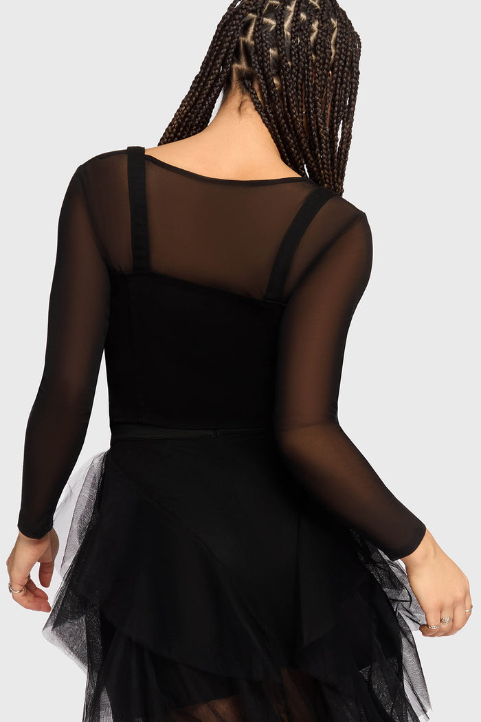 romantic gothic embroidered flower corset top
