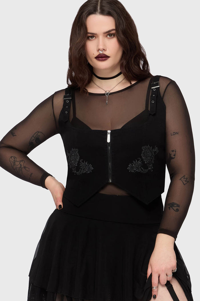 womens plus size gothic embroidered flower corset top