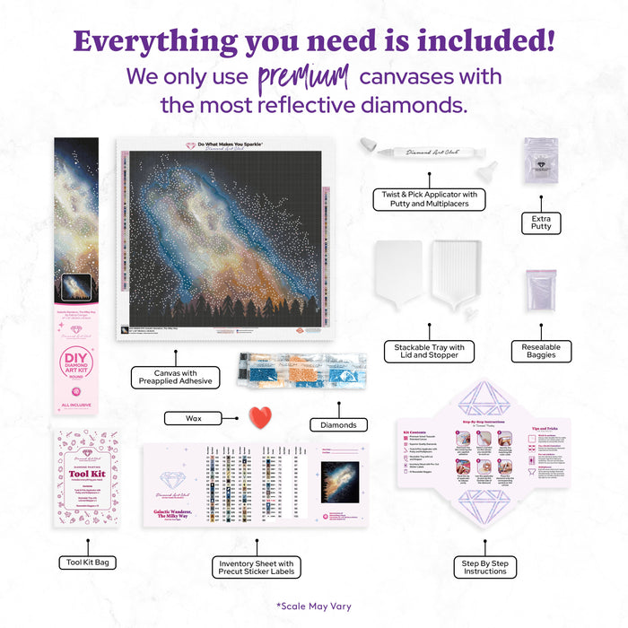 Diamond Painting Galactic Wanderer, The Milky Way 24" x 22" (60.8cm x 55.6cm) / Round with 67 Colors including 1 AB and 1 Special Diamond and 4 Fairy Dust Diamonds / 44,642