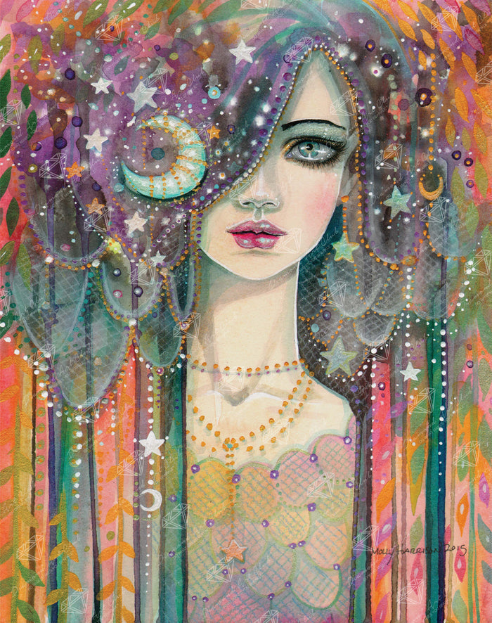 Diamond Painting Galaxy Girl 22" x 28″ (56cm x 71cm) / Round with 60 Colors including 3 ABs and 1 Special Diamond / 49,776