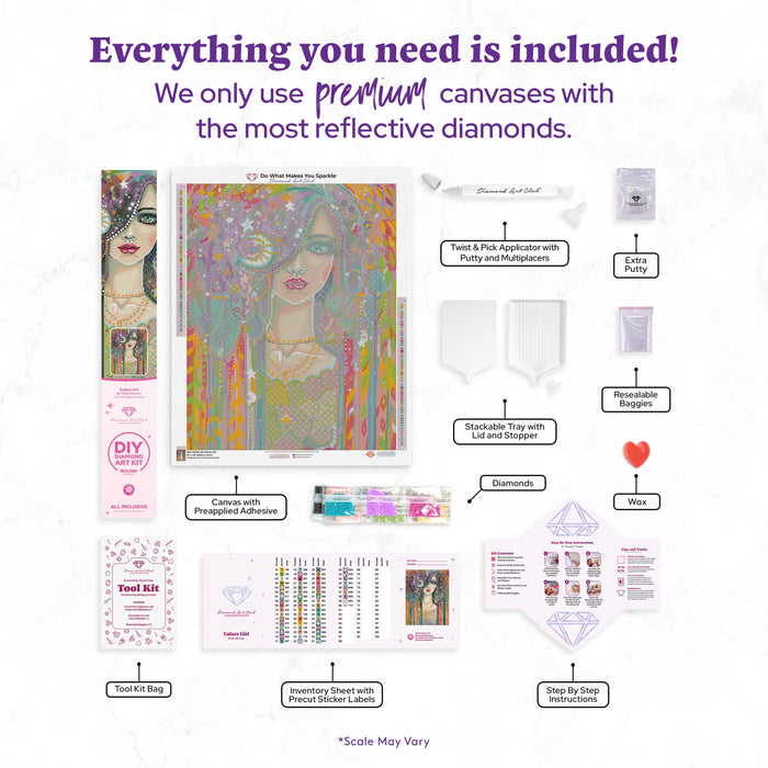 Diamond Painting Galaxy Girl 22" x 28″ (56cm x 71cm) / Round with 60 Colors including 3 ABs and 1 Special Diamond / 49,776