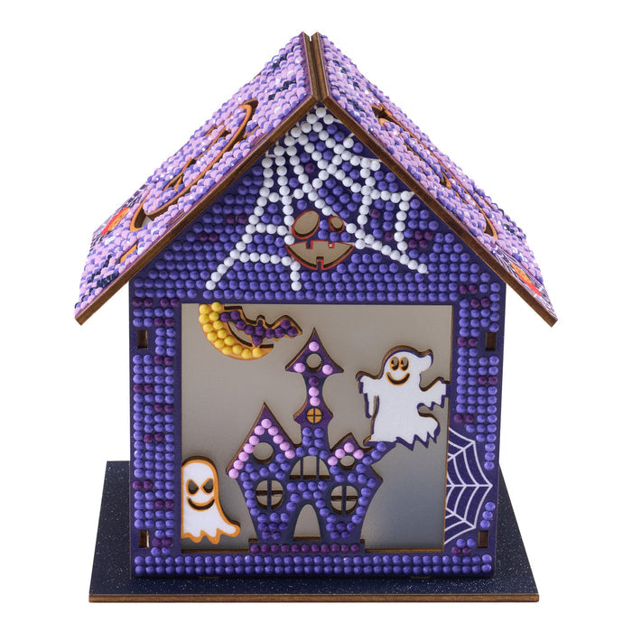 Diamond Painting Gem House - Halloween House 5.4" x 4.9" x 3" (13.8cm x 12.5cm x 7.7cm) / Round with 10 colors / 3,461