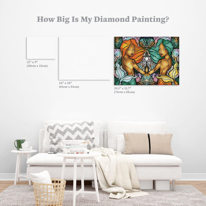 Diamond Painting Gemini 21.7" x 29.1" (55cm x 74cm) / Round With 39 Colors including 1 ABs / 51,089
