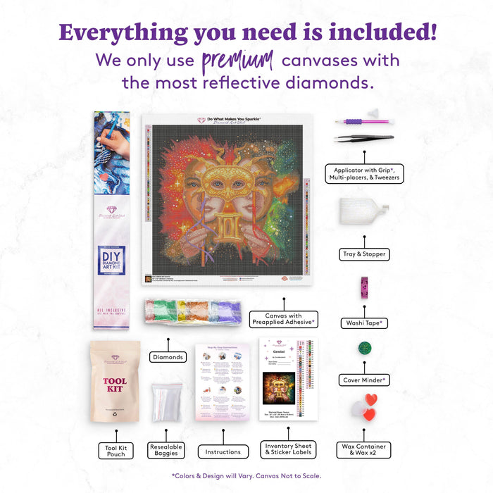 Diamond Painting Gemini 22" x 22" (55.8cm x 55.8cm) / Square with 54 Colors including 4 ABs / 50,176