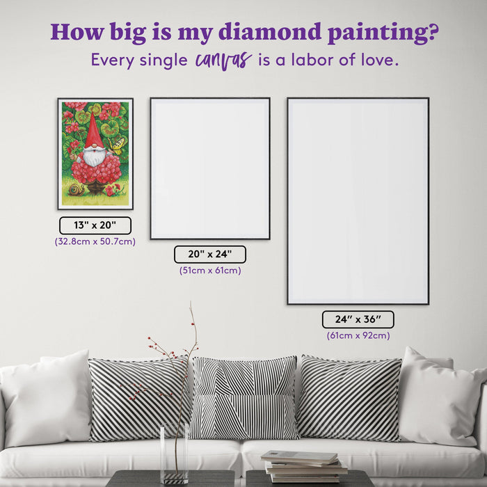 Diamond Painting Geranium Gnome 13" x 20" (32.8cm x 50.7cm) / Round with 41 Colors including 3 ABs / 21,177