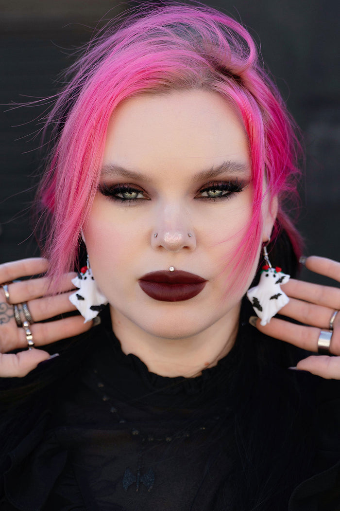 quirky goth ghost earrings