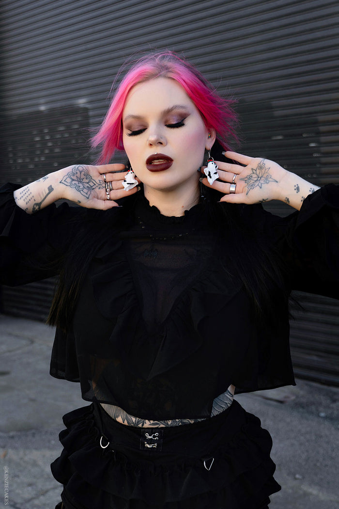whimsical dark ghost earrings