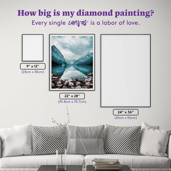 Diamond Painting Glacial Lake 22" x 28" (55.8cm x 70.7cm) / Square with 42 Colors including 2 ABs and 1 Fairy Dust Diamond / 63,616