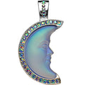 Glass Seaview Moon Shadow Foldover Pendant (Sterling Silvertone/Lt. Sapphire)