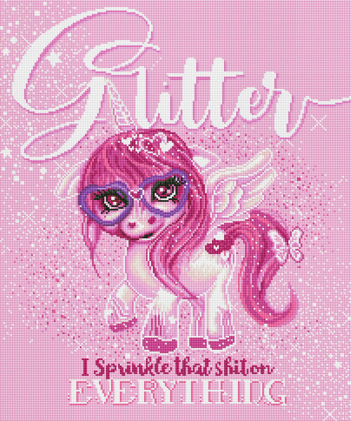 Diamond Painting Glitter Everything Unicorn 20" x 24″ (51cm x 61cm) / Square with 21 Colors including 2 ABs / 48884