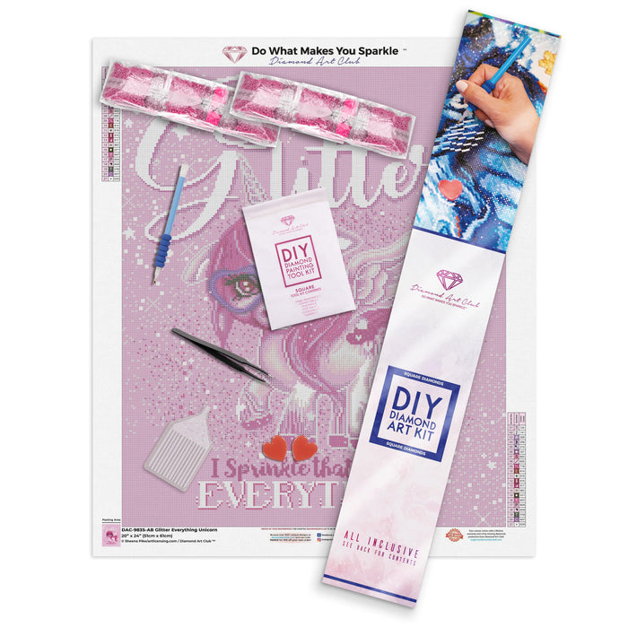 Diamond Painting Glitter Everything Unicorn 20" x 24″ (51cm x 61cm) / Square with 21 Colors including 2 ABs