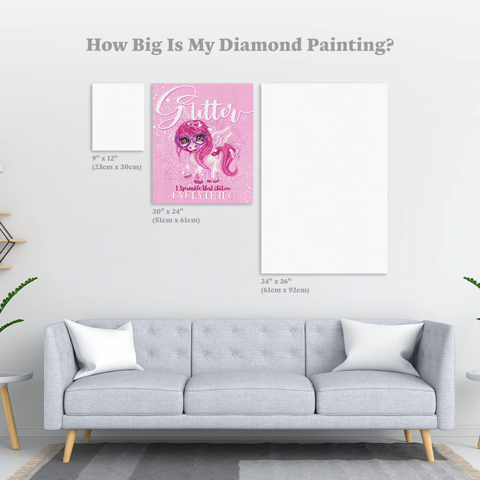 Diamond Painting Glitter Everything Unicorn 20" x 24″ (51cm x 61cm) / Square with 21 Colors including 2 ABs / 48884