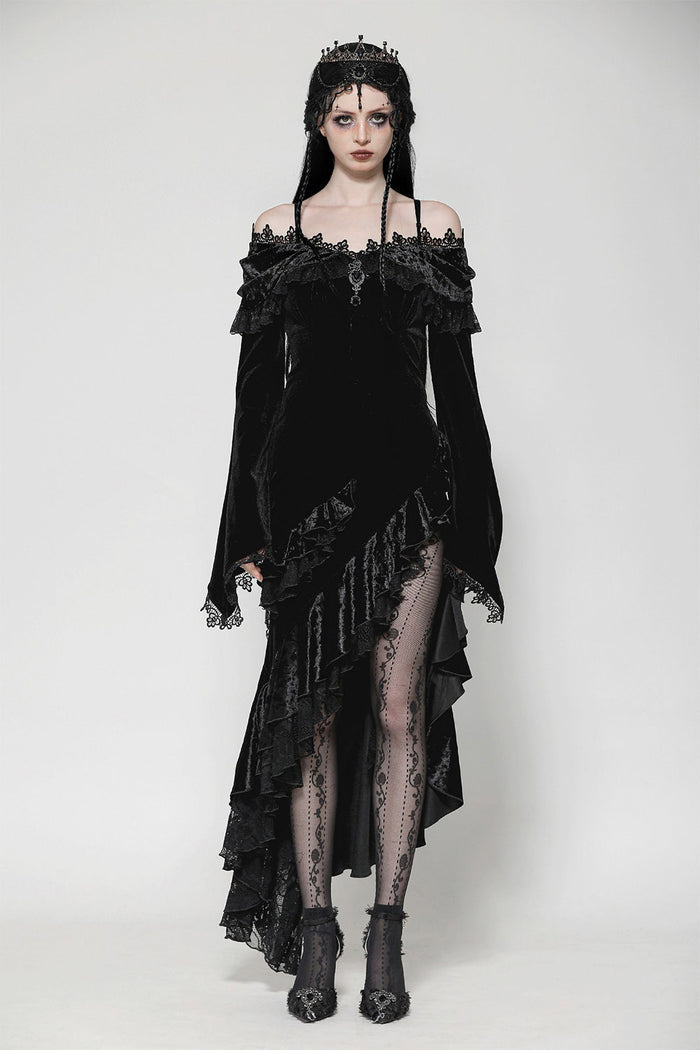 womens black velvet gothic gown