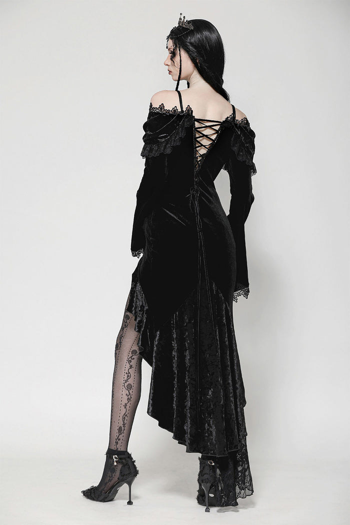womens back lace up corset black velvet gothic gown