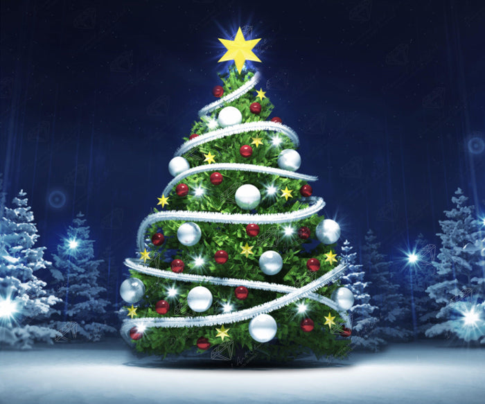 Diamond Painting Limited Edition | Glowing Christmas Tree 20" x 24″ (51cm x 61cm) / Round With Aurora Borealis Accents / 32 Colors Including 1 AB, Special Pearls, and 1 Glow-in-the-Dark Color