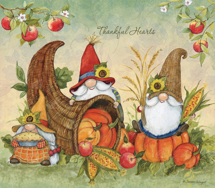 Diamond Painting Gnomes Cornucopia & Pumpkins 25" x 22" (64cm x 55.8cm) / Round With 51 Colors Including 2 ABs and 2 Fairy Dust Diamonds / 45,372