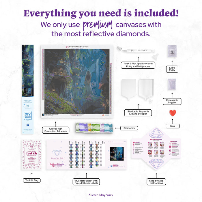 Diamond Painting Goddess of Atlantis Opera Garden 27.6" x 27.6" (69.9cm x 69.9cm) / Square with 84 Colors including 1 AB and 1 Iridescent Diamond and 4 Fairy Dust Diamonds / 78,961