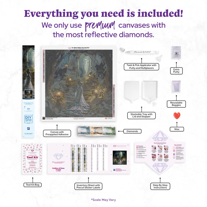 Diamond Painting Goddess of Stone Temple 27.6" x 27.6" (70cm x 70cm) / Square with 51 Colors including 2 ABs and 2 Fairy Dust Diamonds / 78,961