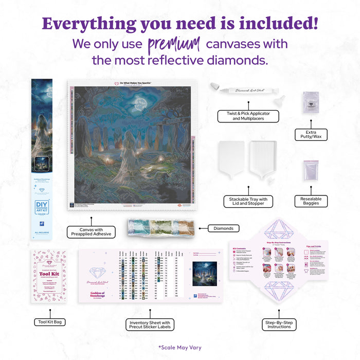 Diamond Painting Goddess of Stonehenge 27.6" x 27.6" (70cm x 70cm) / Square with 61 Colors including 1 AB and 4 Fairy Dust Diamonds / 78,961