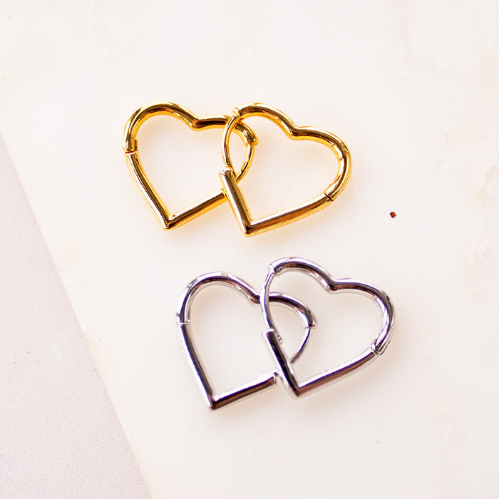 Gold or Silver Heart Huggie Earrings | Add On