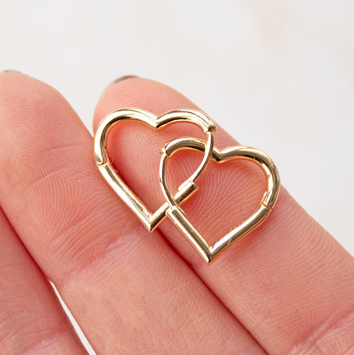 Gold or Silver Heart Huggie Earrings | Add On