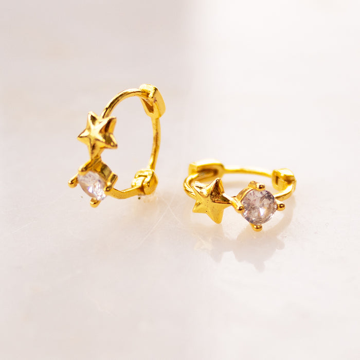 Gold Star Gem Huggie Earrings | Add On