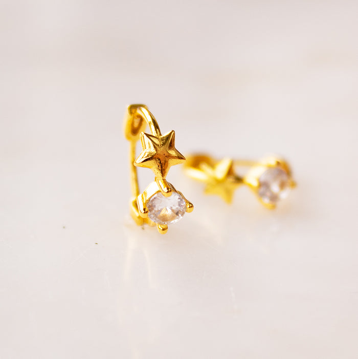 Gold Star Gem Huggie Earrings | Add On