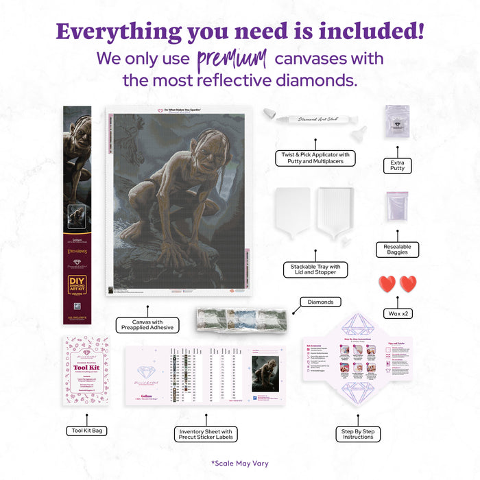 Diamond Painting Gollum 27.6" x 36.6" (70cm x 93cm) / Square with 31 Colors including 1 Fairy Dust Diamond / 104,813