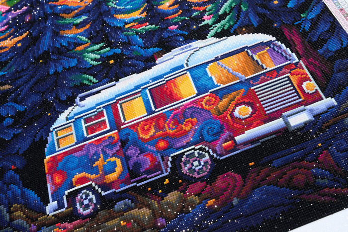 Diamond Painting Gone Camping 22" x 33" (55.6cm x 83.7cm) / Round with 62 Colors including 2 ABs and 2 Fairy Dust Diamonds / 61,408