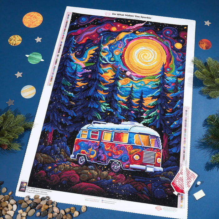 Diamond Painting Gone Camping 22" x 33" (55.6cm x 83.7cm) / Round with 62 Colors including 2 ABs and 2 Fairy Dust Diamonds / 61,408