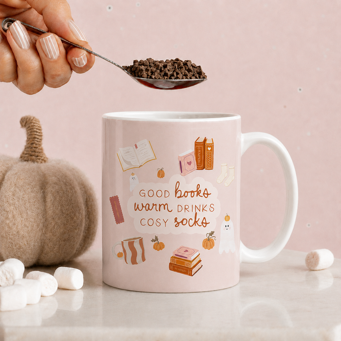 Good Books, Warm Drinks, Cosy Socks Mug | Add on