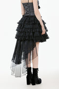 tiered mesh long maxi skirt