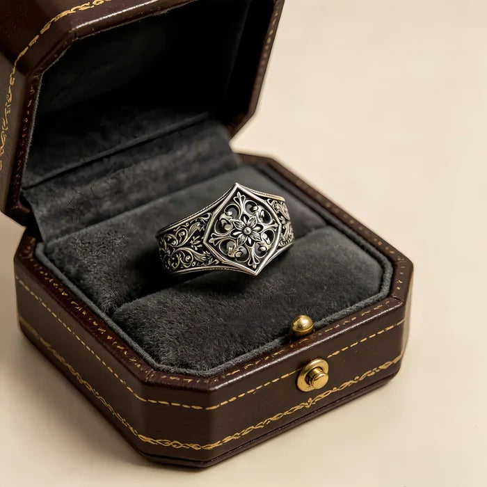 Gothic Baroque Rosette Ring – alternative wedding band, gothic baroque 925 sterling silver