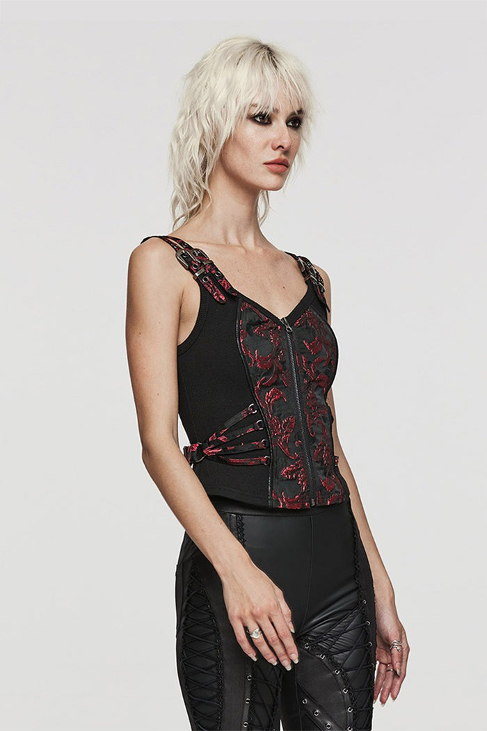 red and black gothic womens corset top