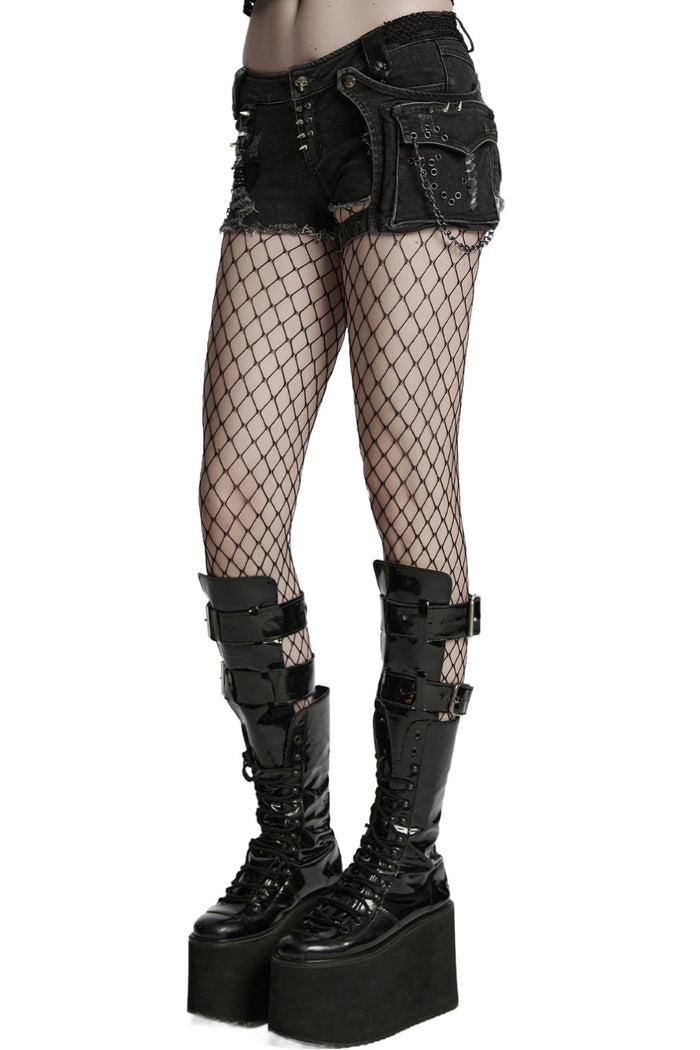 punk studded buckled punk shorts