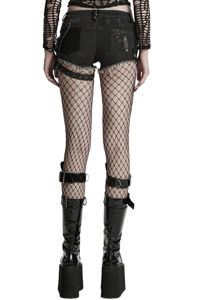 buckled punk shorts with bag