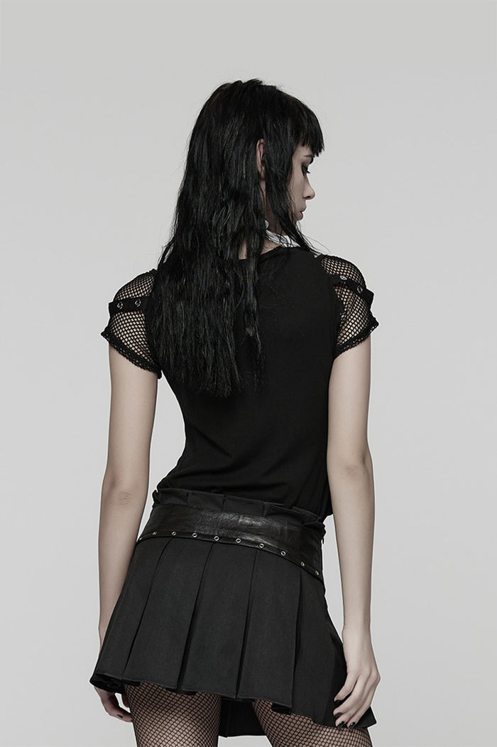 womens fishnet cap sleeve top