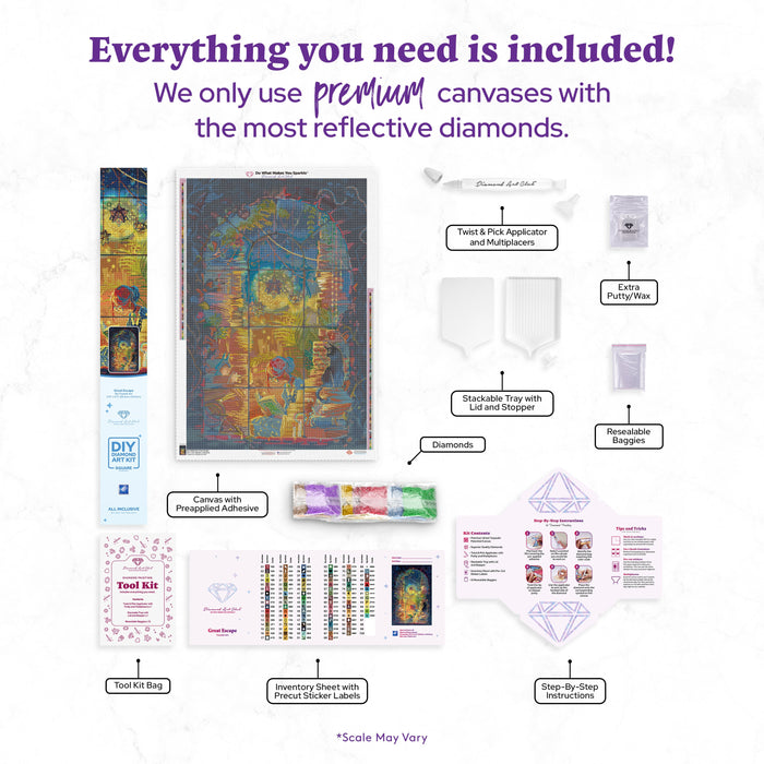 Diamond Painting Great Escape 27.6" x 41.3" (69.9cm x 104.8cm) / Square with 96 Colors including 4 ABs and 4 Fairy Dust Diamonds / 118,301