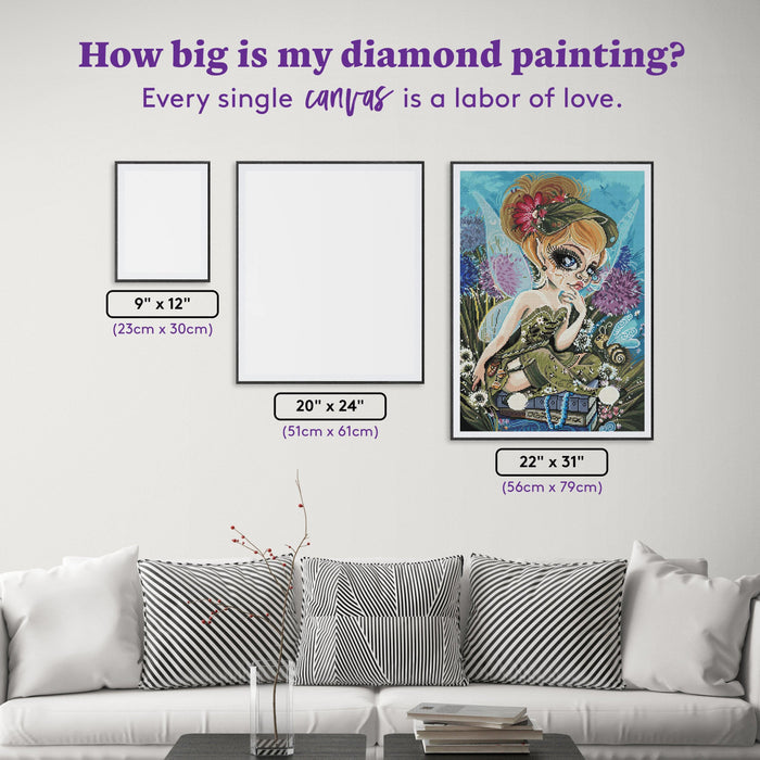 Diamond Painting Green Fairy 22" x 31" (56cm x 79cm) / Round with 61 Colors including 4 ABs / 55,919