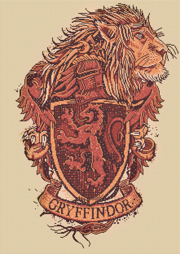 Diamond Painting Gryffindor™ Crest - Tomes & Scrolls 22" x 31″ (56cm x 79cm) / Square With 9 Colors Including 1 AB / 68,952