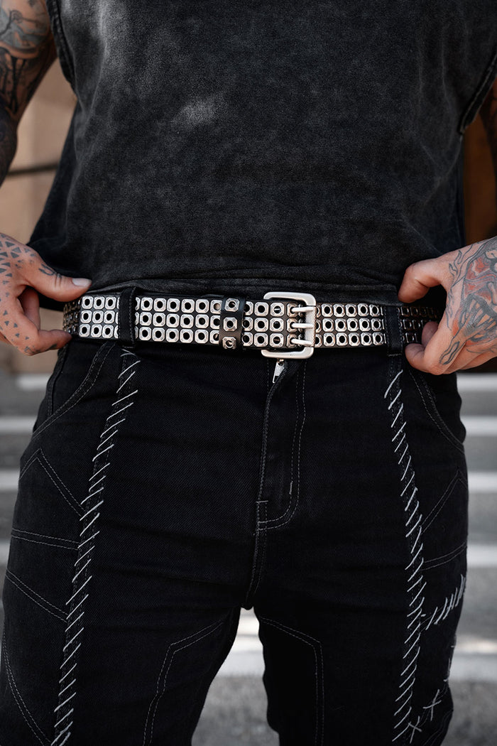 leather mens studded punk waist belt
