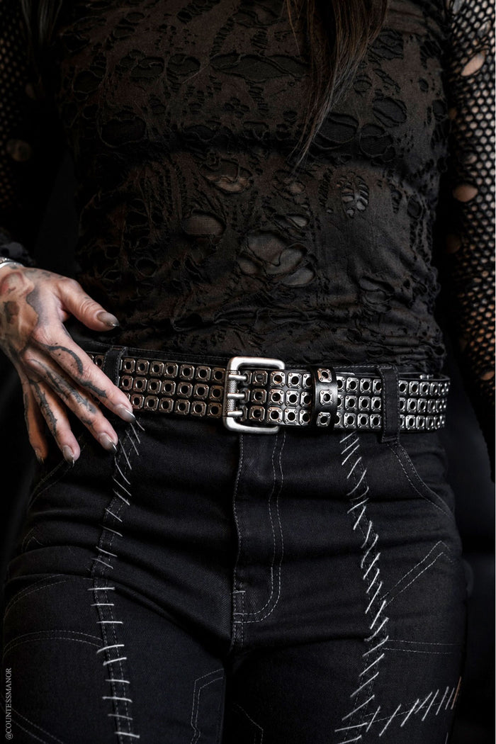 genuine leather studded belt
