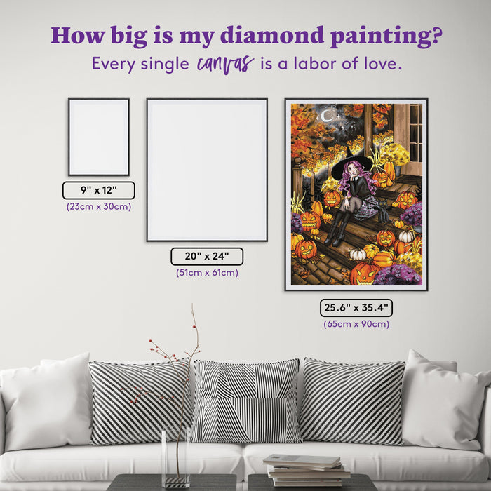 Diamond Painting Halloween Night 25.6" x 35.4" (65cm x 90cm) / Square with 58 Colors including 2AB Diamonds and 4 Fairy Dust Diamonds and 1 Iridescent Diamonds / 94,221
