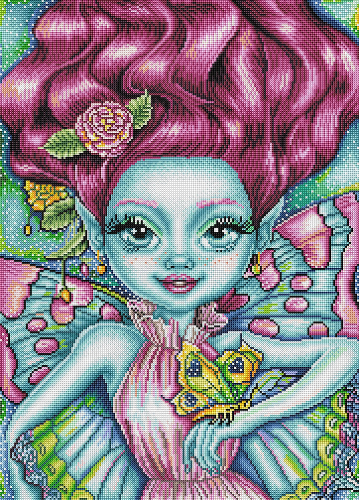 Diamond Painting Happy Dancing Fairy 20" x 28" (50.7cm x 70.6cm) / Round with 43 Colors including 3 ABs / 45,612