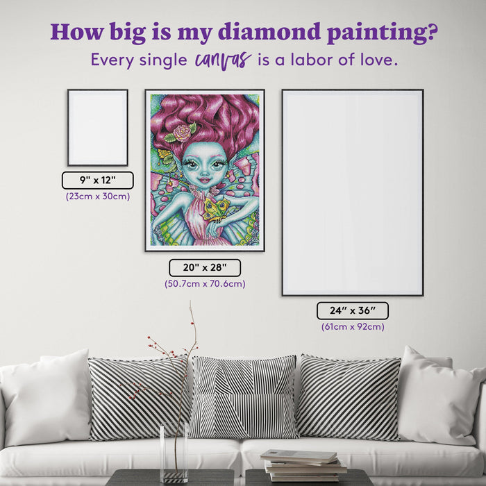 Diamond Painting Happy Dancing Fairy 20" x 28" (50.7cm x 70.6cm) / Round with 43 Colors including 3 ABs / 45,612